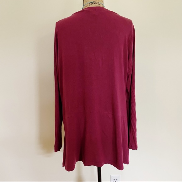 Cable & Gauge Woman Size 1X Burgundy Long Sleeve Button Down V Neck Cardigan - Picture 2 of 4